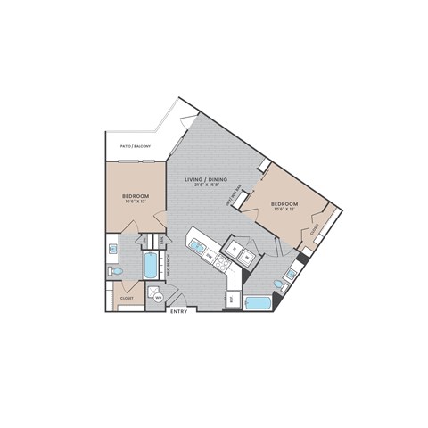 A floor plan of a home with a living room, dining room, bedroom, and bathroom.